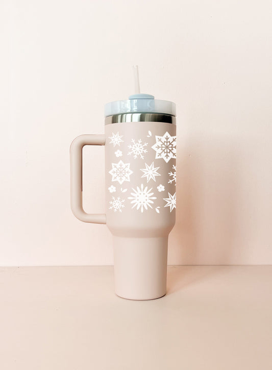 Gobelet isotherme 40oz - rose pâle Flocons