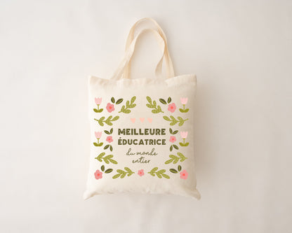 Sac réutilisable - meilleure éducatrice du monde entier