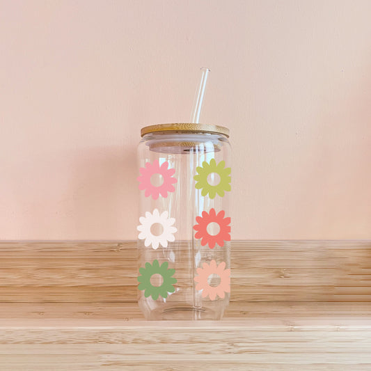 Verre boho - fleurs multi