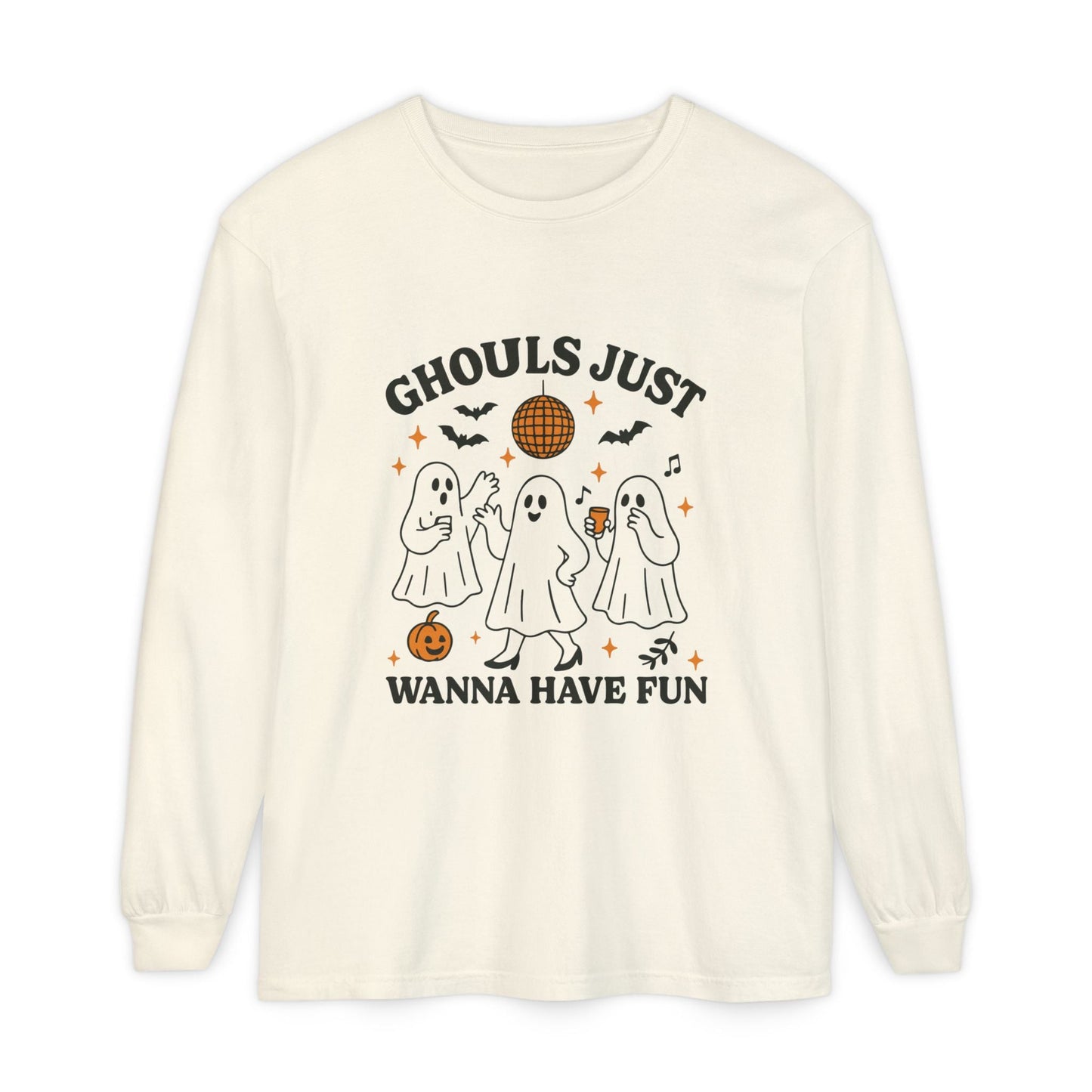 Halloween Fun Long Sleeve T-Shirt, Ghosts, Ghouls, Unisex Tee, Halloween Party, Fall Fashion, Casual Wear - MaisonThreadory