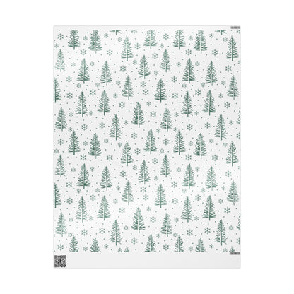 Christmas Tree Pattern Wrapping Paper – Green Pine & Snowflake Holiday Gift Wrap - MaisonThreadory