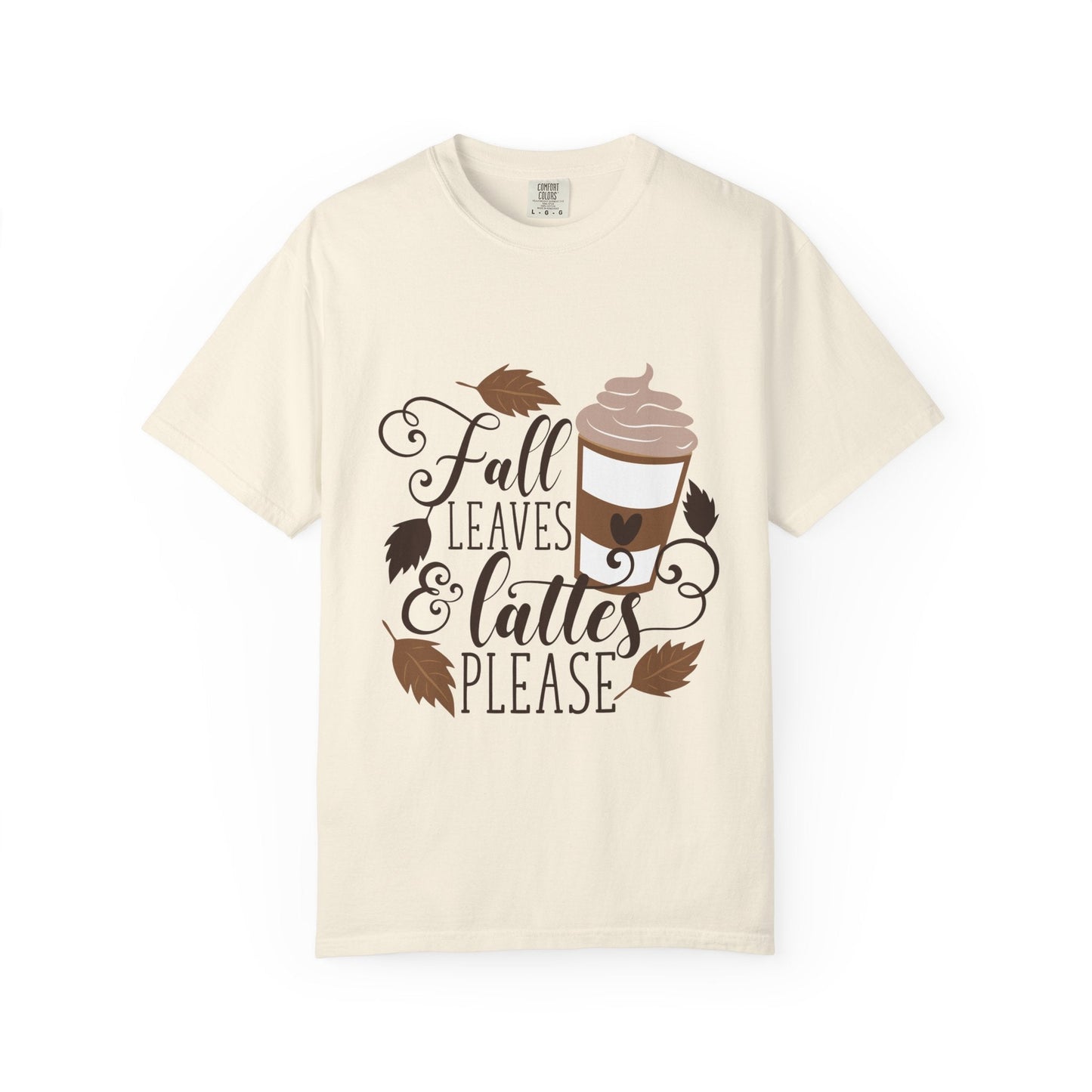 Fall Leaves & Lattes Unisex T-Shirt, Cozy Autumn Tee, Perfect for Fall, Coffee Lovers Gift, Seasonal Fashion Statement, Thanksgiving Shirt - MaisonThreadory
