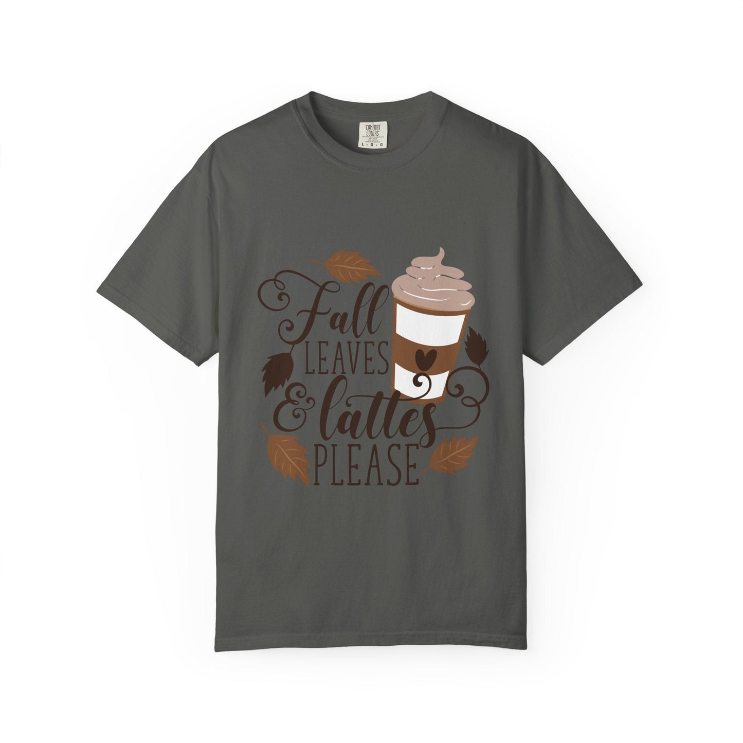 Fall Leaves & Lattes Unisex T-Shirt, Cozy Autumn Tee, Perfect for Fall, Coffee Lovers Gift, Seasonal Fashion Statement, Thanksgiving Shirt - MaisonThreadory