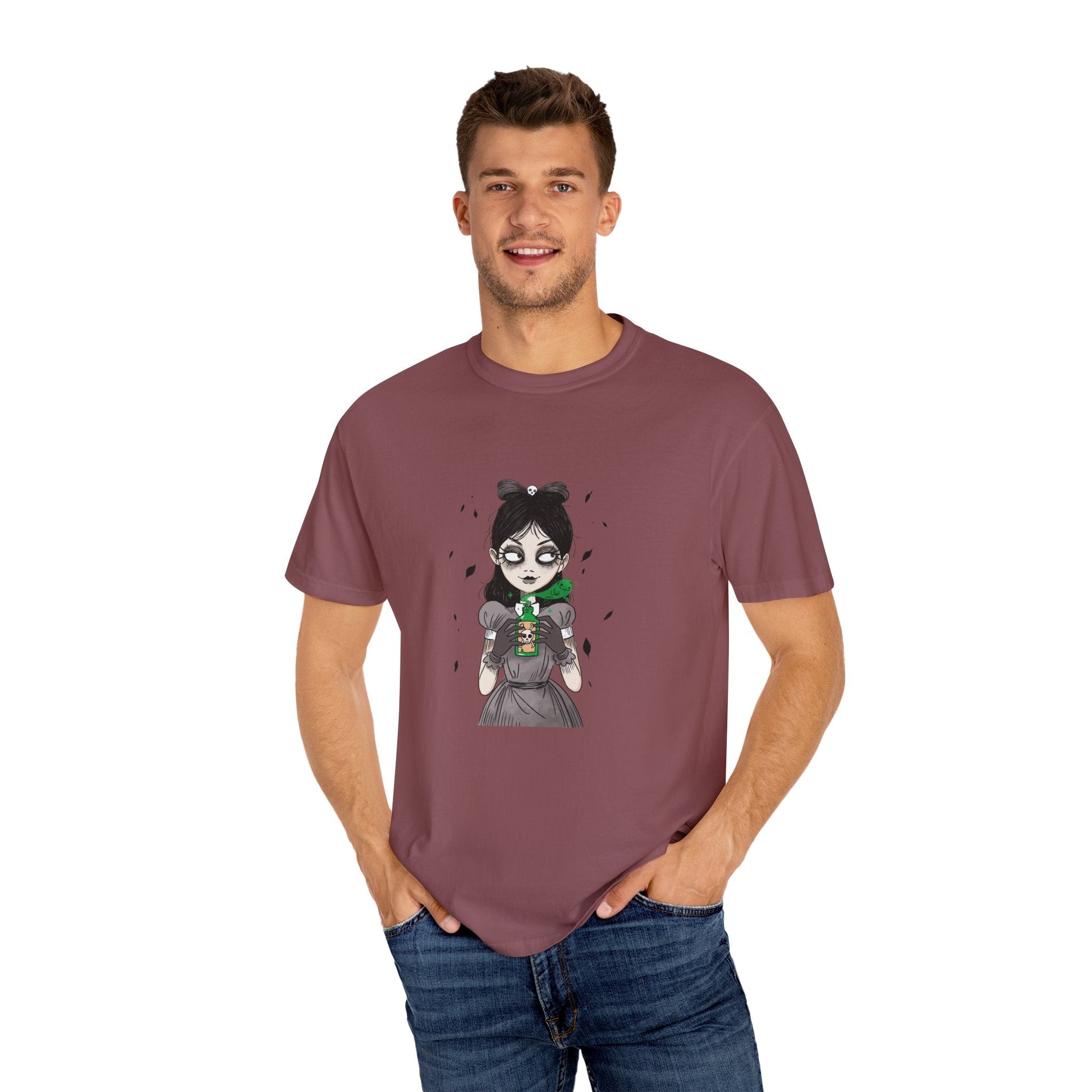 Gothic Girl Graphic Tee, Casual Wear, Halloween T-shirt, Unique Art Clothing, Gift for Teens - MaisonThreadory