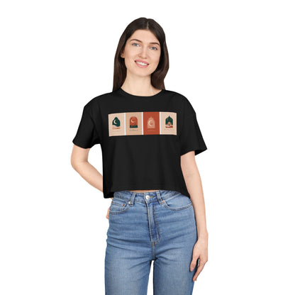 Bohemian Women's Crop Tee with Celestial Design, Trendy Women's Shirt, Summer Outfit, Gift for Her, Festival Apparel, Casual Wear - MaisonThreadory