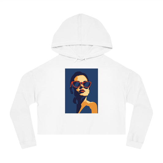 Chic Women's Cropped Hooded Sweatshirt, Trendy Fashion, Perfect for Casual Outings, Summer Nights, Gift for Her, Stylish Layering - MaisonThreadory
