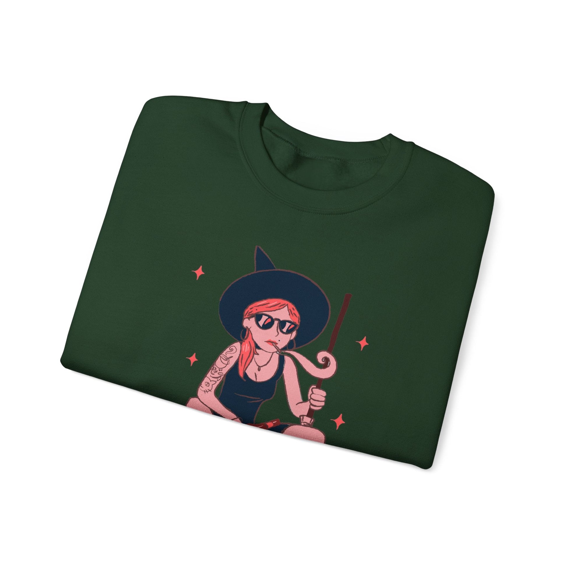 Chic Witch Sweatshirt - Cozy Unisex Crewneck for Halloween, Fall Fashion, Casual Wear, Gift for Friends & Family - MaisonThreadory
