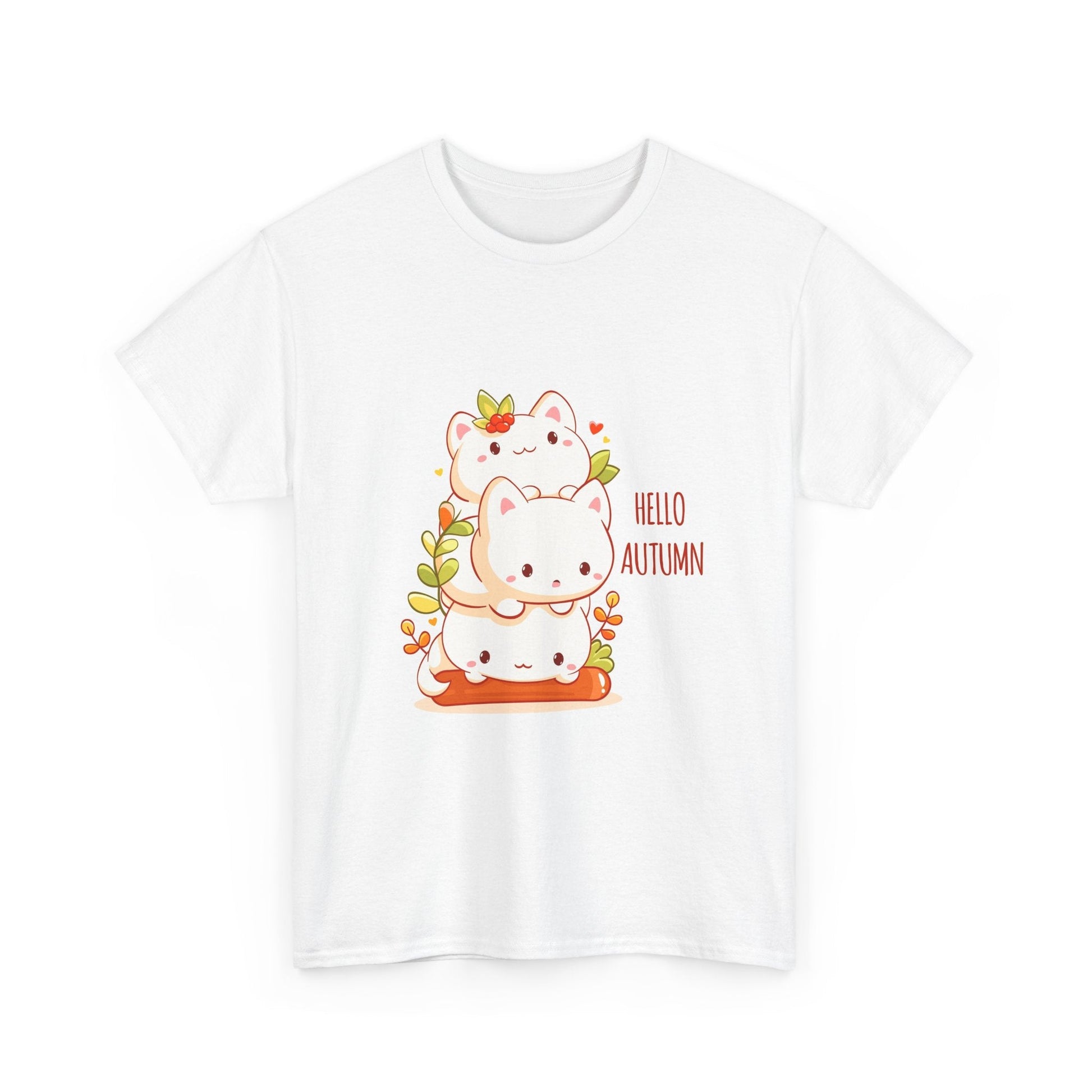Autumn Cat Tee: Cute Fall Shirt for Cat Lovers, Unisex Tee, Seasonal Apparel, Halloween Gift, Cozy Clothing - MaisonThreadory