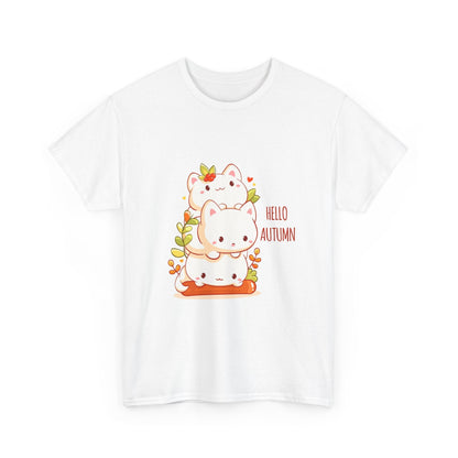 Autumn Cat Tee: Cute Fall Shirt for Cat Lovers, Unisex Tee, Seasonal Apparel, Halloween Gift, Cozy Clothing - MaisonThreadory