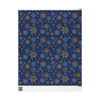 Holiday Snowflake Wrapping Paper - Navy & Gold Gift Wrap - MaisonThreadory