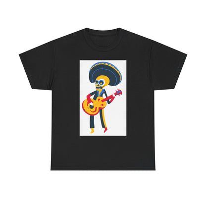 Mariachi Skeleton T-Shirt, Day of the Dead Tee, Unisex Heavy Cotton Tee, Halloween Costume, Fun Casual Wear, Gift for Musicians - MaisonThreadory