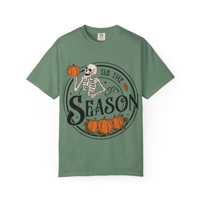 Halloween Skeleton T-Shirt, Unisex Fall Shirt, Spooky Season Tee, Pumpkins Shirt, Timeless Autumn Style - MaisonThreadory