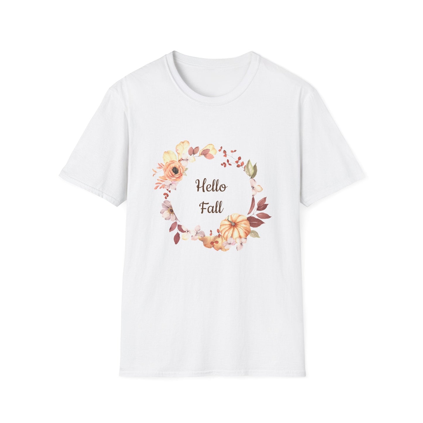 Fall Floral T-Shirt - Hello Fall Unisex Tee, Autumn Apparel, Seasonal Outfit, Cozy Gift, Trendy T-Shirt, Celebrate Harvest - MaisonThreadory