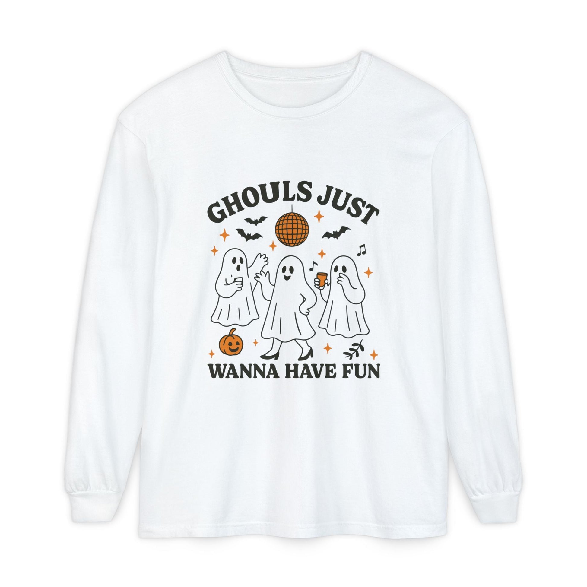 Halloween Fun Long Sleeve T-Shirt, Ghosts, Ghouls, Unisex Tee, Halloween Party, Fall Fashion, Casual Wear - MaisonThreadory