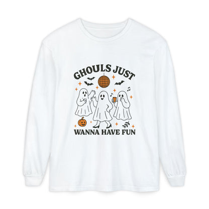 Halloween Fun Long Sleeve T-Shirt, Ghosts, Ghouls, Unisex Tee, Halloween Party, Fall Fashion, Casual Wear - MaisonThreadory