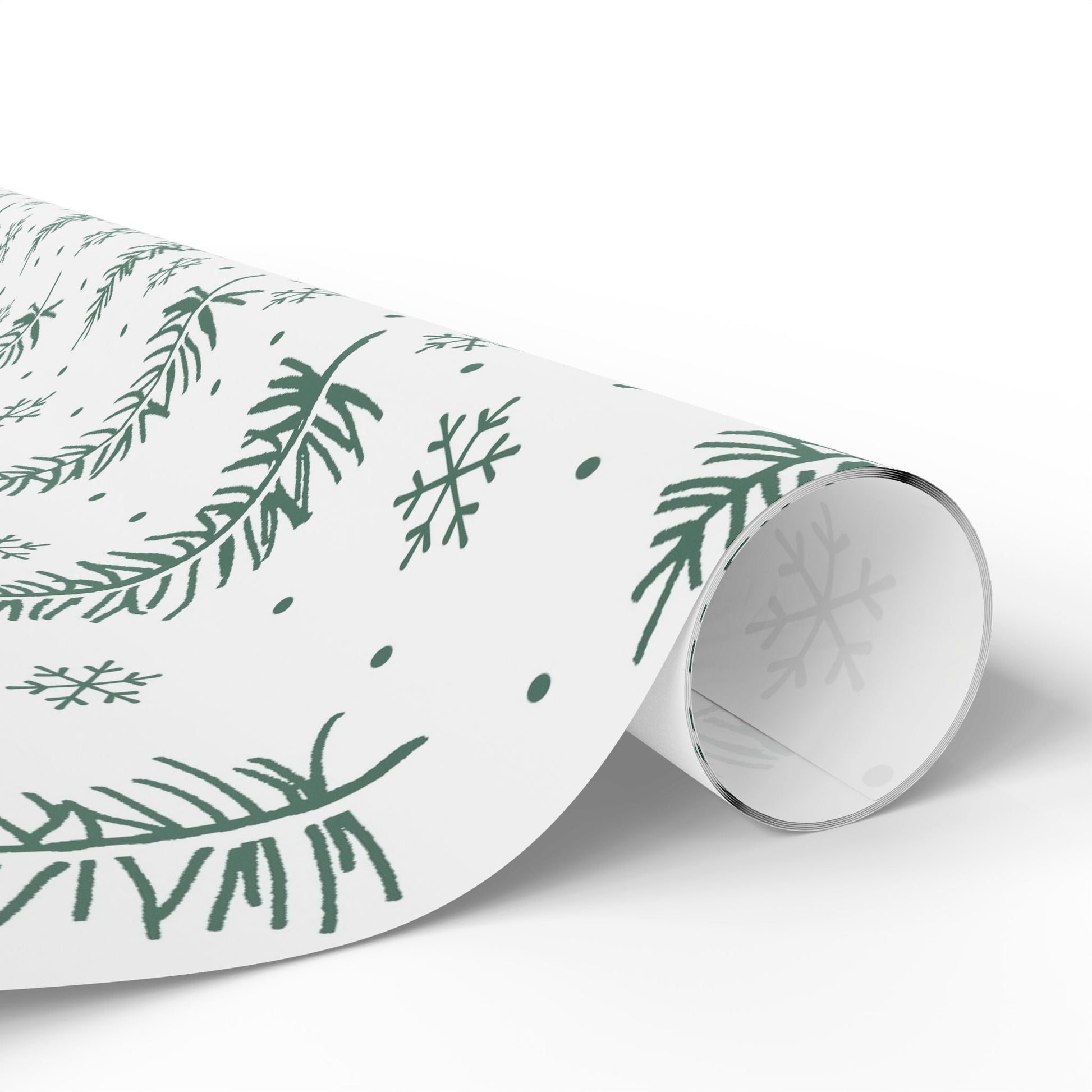 Christmas Tree Pattern Wrapping Paper – Green Pine & Snowflake Holiday Gift Wrap - MaisonThreadory