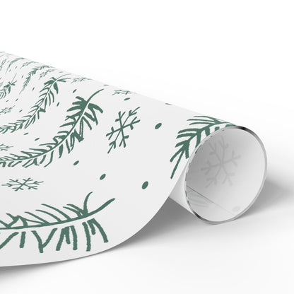 Christmas Tree Pattern Wrapping Paper – Green Pine & Snowflake Holiday Gift Wrap - MaisonThreadory