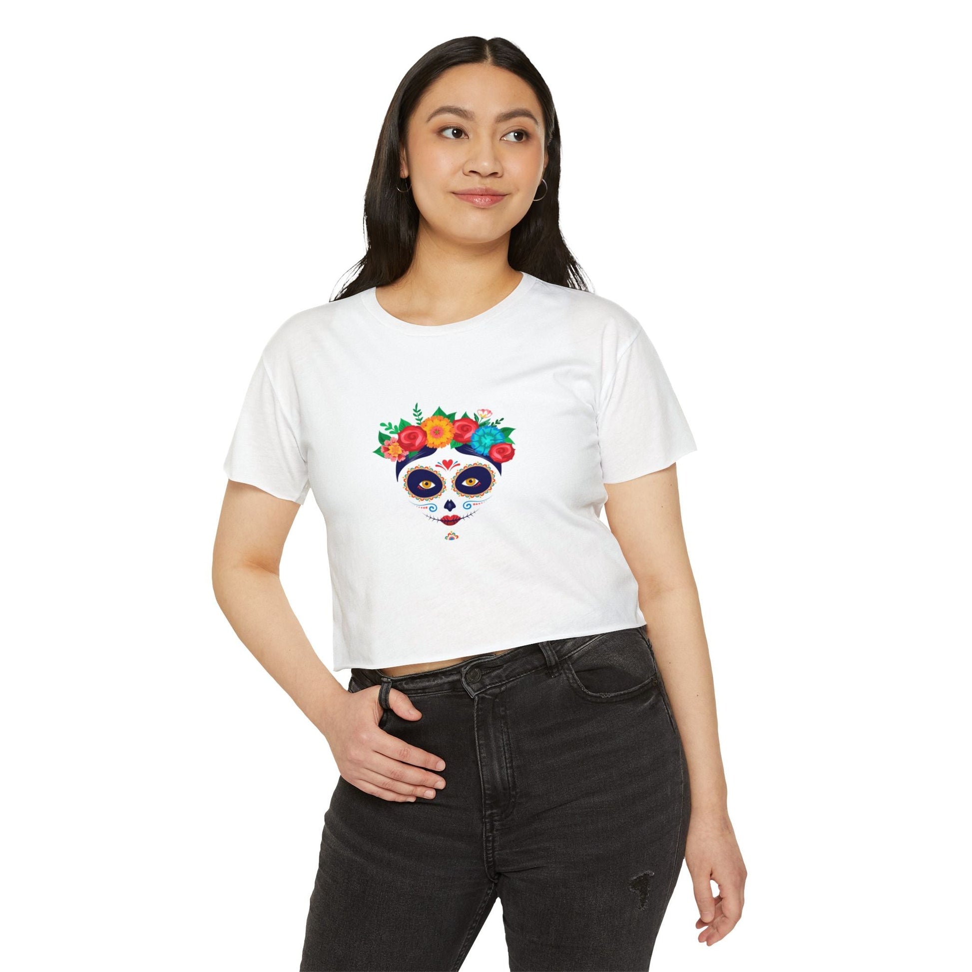 Festival - Inspired Women's Crop Top - Floral Panda Design, Summer Style, Concert Outfit, Boho Chic, Gift for Her - MaisonThreadory