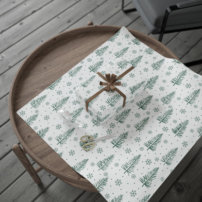 Christmas Tree Pattern Wrapping Paper – Green Pine & Snowflake Holiday Gift Wrap - MaisonThreadory