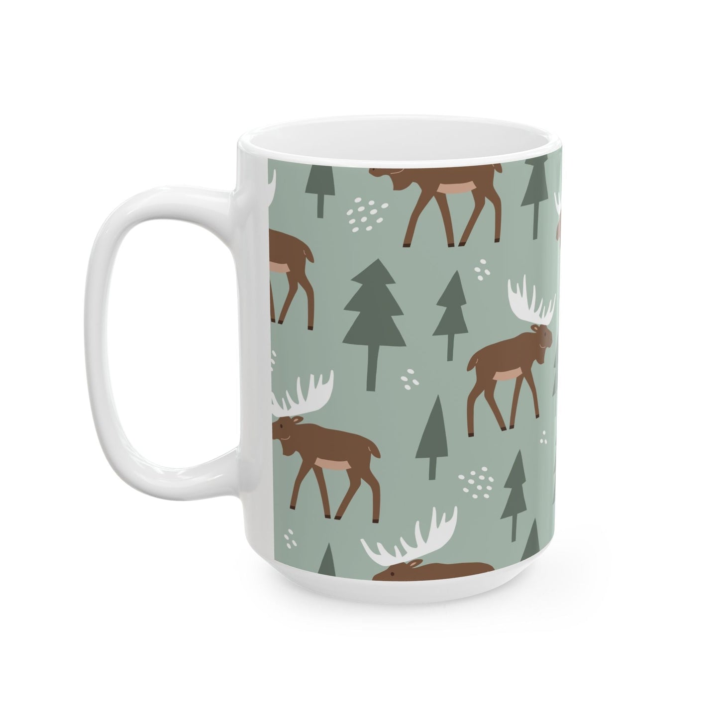 Moose Pattern Ceramic Mug – Perfect for Nature Lovers, Rustic Home Decor, Housewarming Gifts, or Cozy Coffee Moments - MaisonThreadory
