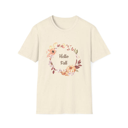Fall Floral T-Shirt - Hello Fall Unisex Tee, Autumn Apparel, Seasonal Outfit, Cozy Gift, Trendy T-Shirt, Celebrate Harvest - MaisonThreadory