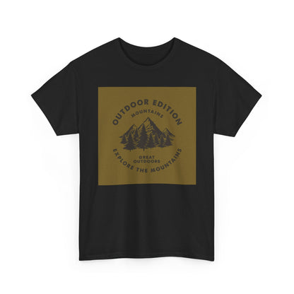 Mountain Adventure Tee, Outdoor Edition Heavy Cotton Shirt, Unisex Graphic T-Shirt, Perfect for Camping, Hiking, Gift for Nature Lovers - MaisonThreadory