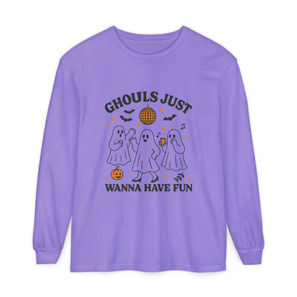 Halloween Fun Long Sleeve T-Shirt, Ghosts, Ghouls, Unisex Tee, Halloween Party, Fall Fashion, Casual Wear - MaisonThreadory