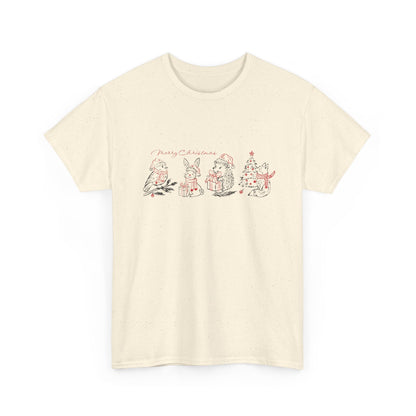 Whimsical Holiday Character Unisex Heavy Cotton Tee, Cute Graphic Tee, Family Reunion Shirt, Christmas Gift, Everyday Casual Wear - MaisonThreadory