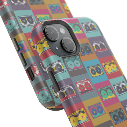 Retro Cassette Tape Phone Case, Vintage Style Tough Case, Music Lover Gift, Funky Tech Accessory, Fun Phone Cover - MaisonThreadory