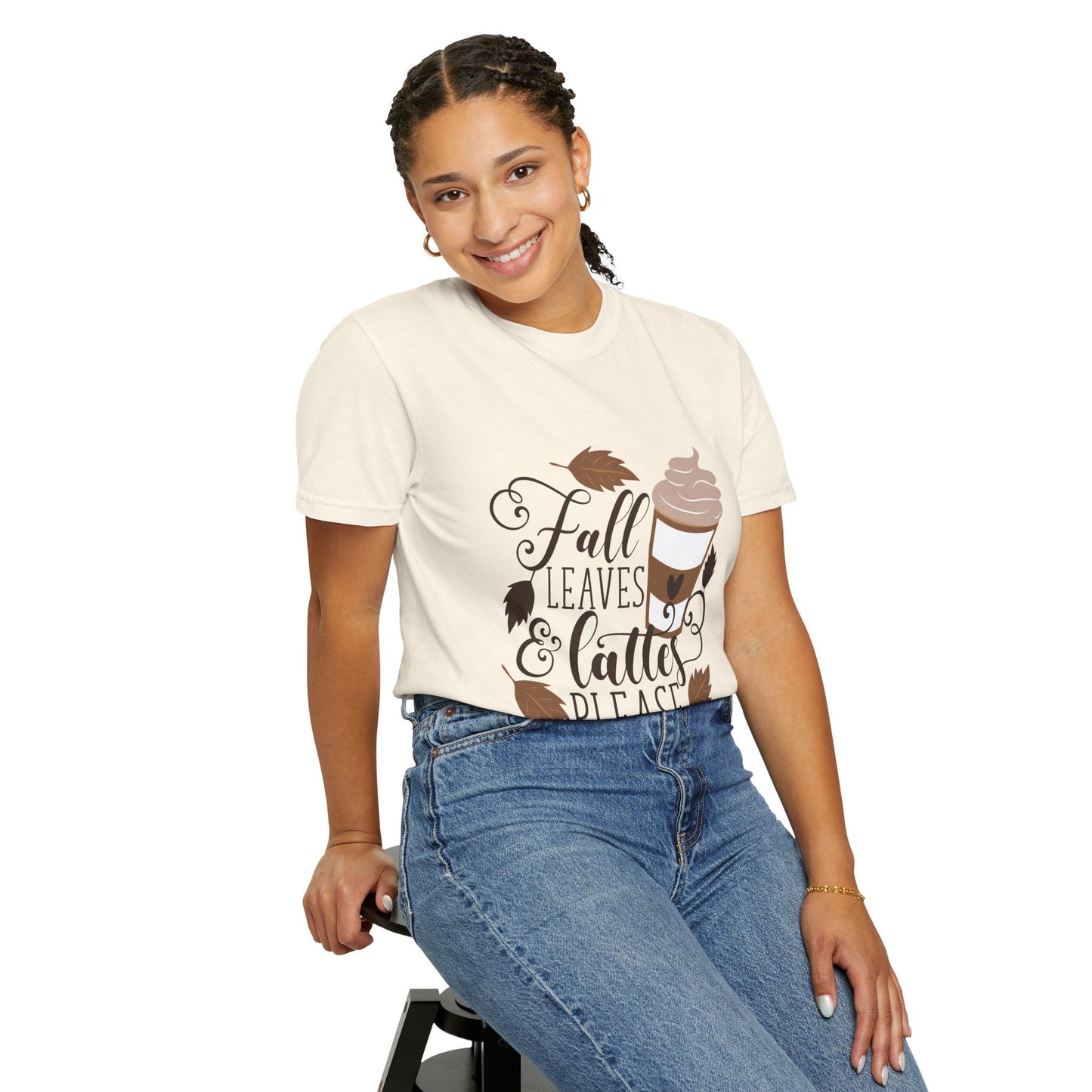 Fall Leaves & Lattes Unisex T-Shirt, Cozy Autumn Tee, Perfect for Fall, Coffee Lovers Gift, Seasonal Fashion Statement, Thanksgiving Shirt - MaisonThreadory