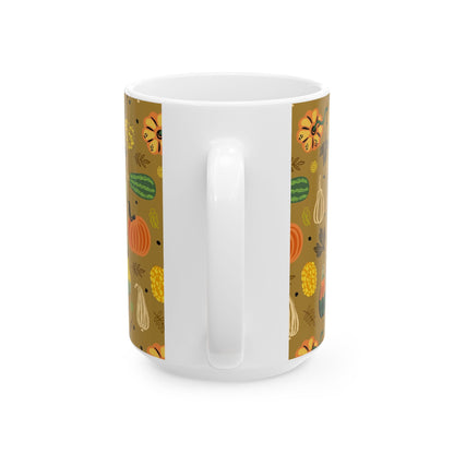 Autumn Harvest Ceramic Mug - Cozy Fall Vibes, Pumpkin Spice Lover's Gift, Seasonal Home Decor, Thanksgiving Coffee Cup, Cute Kitchenware - MaisonThreadory