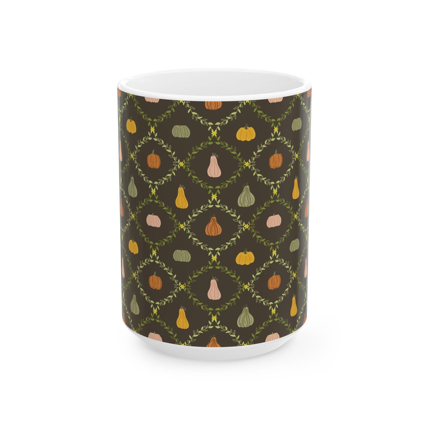 Autumn Harvest Ceramic Mug – Cozy Coffee Cup, Fall Decor, Pumpkin Design, Thanksgiving Gift, Seasonal Drinkware - MaisonThreadory