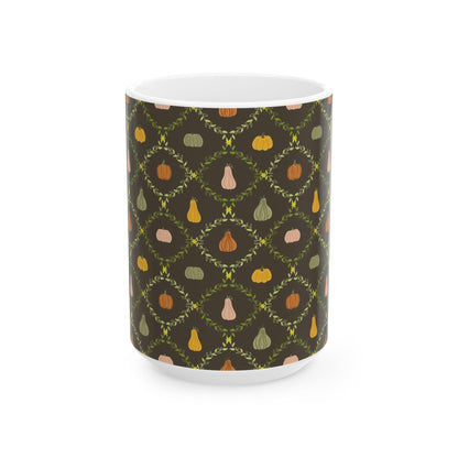 Autumn Harvest Ceramic Mug – Cozy Coffee Cup, Fall Decor, Pumpkin Design, Thanksgiving Gift, Seasonal Drinkware - MaisonThreadory