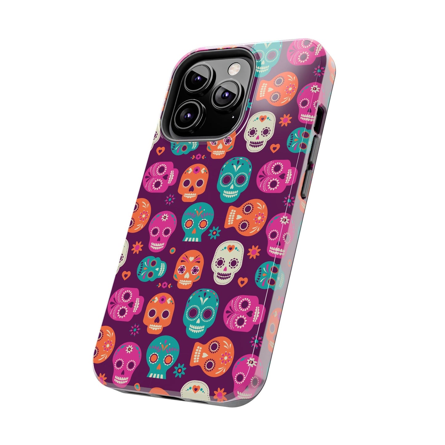 Colorful Skull Phone Case, Tough Cases for Halloween, Unique Phone Cover, Day of the Dead, Fun and Durable Accessories - MaisonThreadory