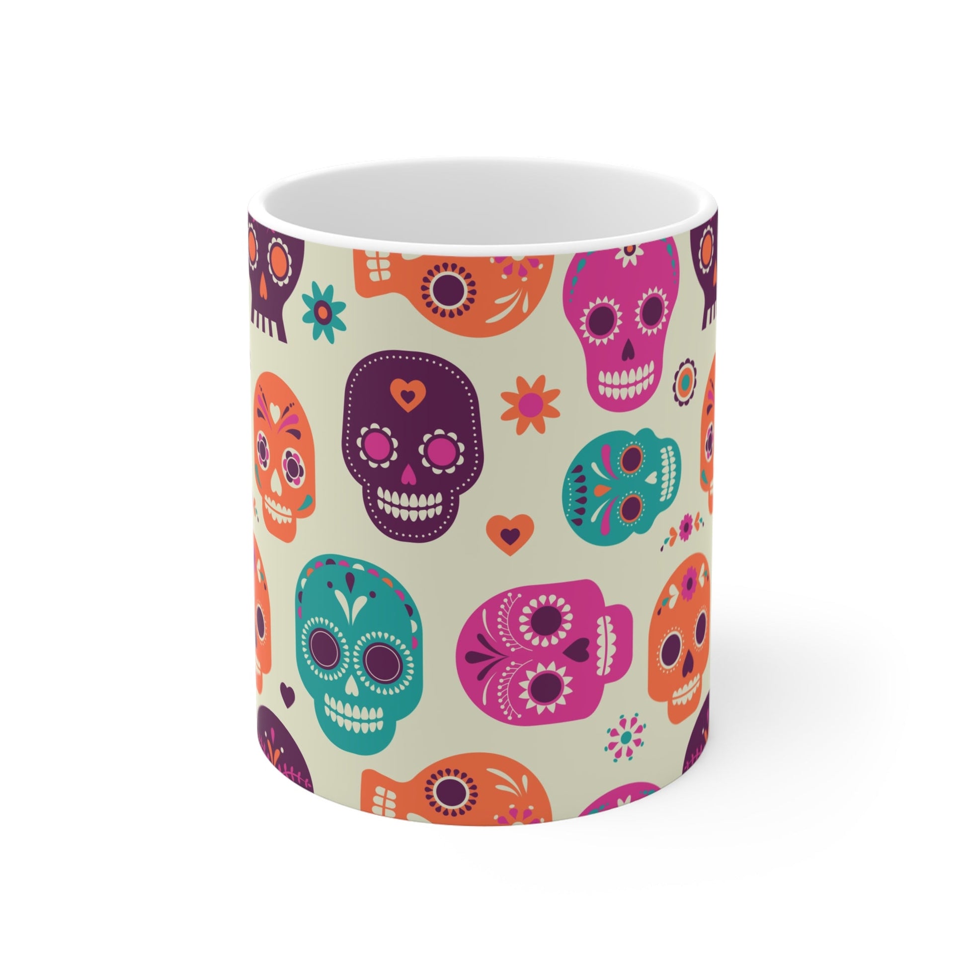 Dia de los Muertos Mug 11oz - Day of the Dead Coffee Cup, Halloween Kitchen Decor, Festival Gift, Sugar Skull Tea Mug, Mexican Holiday - MaisonThreadory