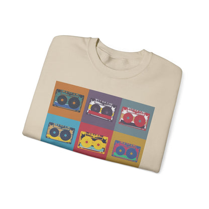 Vintage Boombox Crewneck Sweatshirt, Cozy Unisex Sweatshirt, Retro Music Gift, Casual Lounge Wear, Perfect for Music Lovers - MaisonThreadory