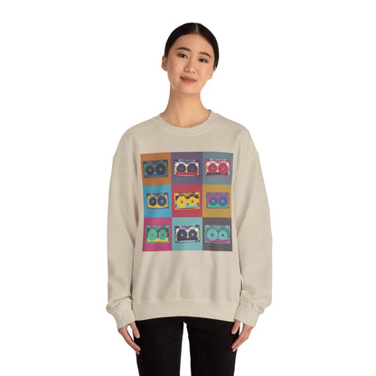 Vintage Boombox Crewneck Sweatshirt, Cozy Unisex Sweatshirt, Retro Music Gift, Casual Lounge Wear, Perfect for Music Lovers - MaisonThreadory