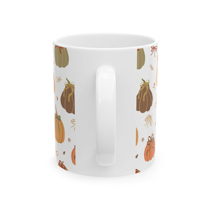 Autumn Harvest Ceramic Mug - Cozy Fall Beverage Cup, Pumpkin Design, Seasonal Gift for Thanksgiving, Home Decor, Coffee Lover - MaisonThreadory