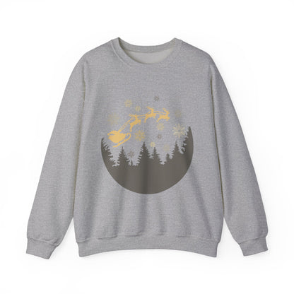 Cozy Holiday Crewneck Sweatshirt with Santa and Reindeer Design - MaisonThreadory