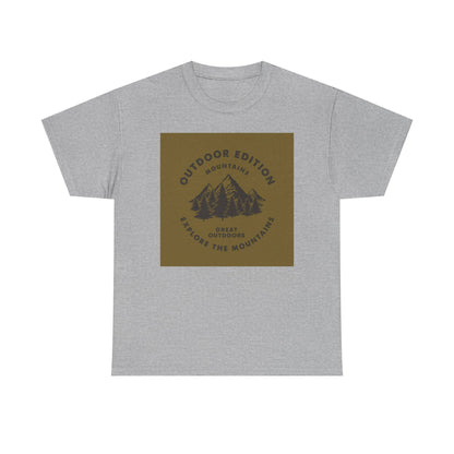Mountain Adventure Tee, Outdoor Edition Heavy Cotton Shirt, Unisex Graphic T-Shirt, Perfect for Camping, Hiking, Gift for Nature Lovers - MaisonThreadory