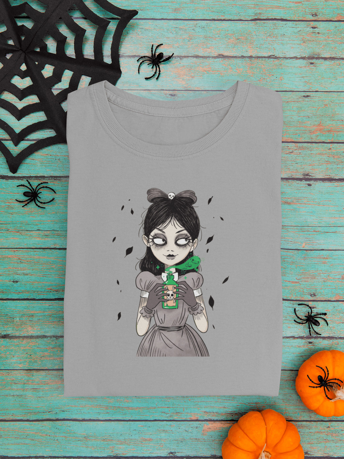 Gothic Girl Graphic Tee, Casual Wear, Halloween T-shirt, Unique Art Clothing, Gift for Teens - MaisonThreadory