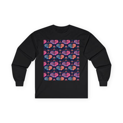 Día de los Muertos Long Sleeve Tee, Colorful Sugar Skull Shirt, Unisex Halloween Top, Festival Apparel, Celebrate Life - MaisonThreadory