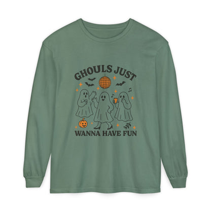 Halloween Fun Long Sleeve T-Shirt, Ghosts, Ghouls, Unisex Tee, Halloween Party, Fall Fashion, Casual Wear - MaisonThreadory