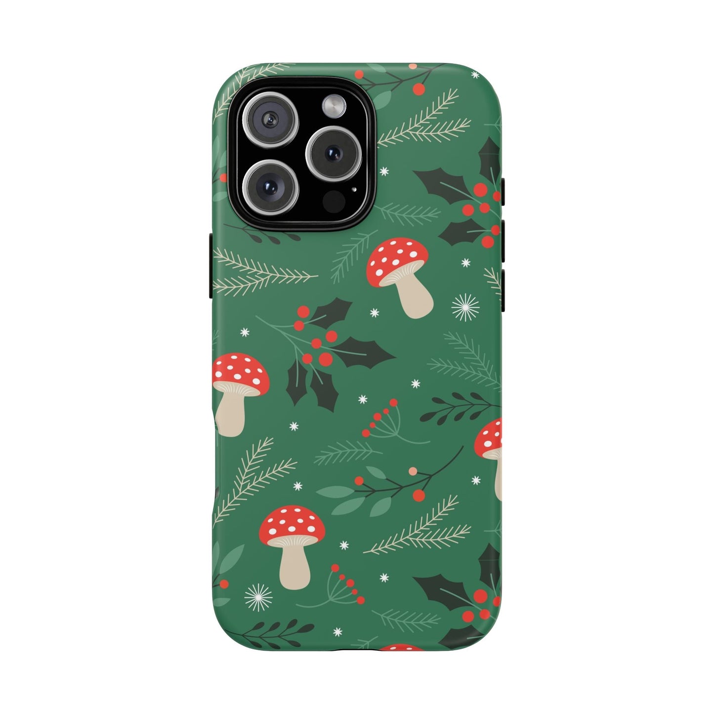 Festive Mushroom Phone Case, Colorful Holiday Case, Christmas Gift, Winter Vibes, Eco - Friendly Phone Cover - MaisonThreadory