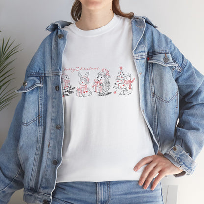 Whimsical Holiday Character Unisex Heavy Cotton Tee, Cute Graphic Tee, Family Reunion Shirt, Christmas Gift, Everyday Casual Wear - MaisonThreadory