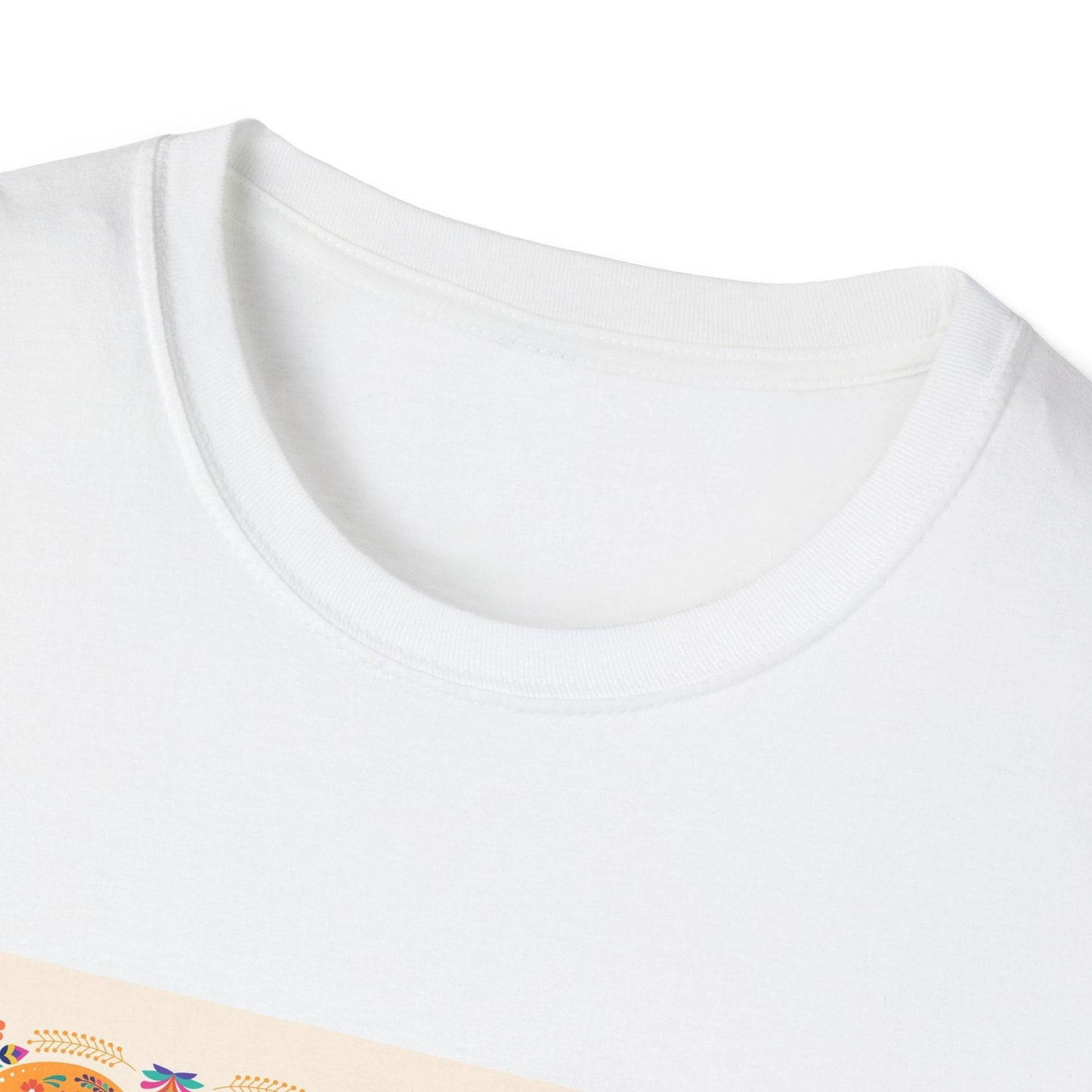 Colorful Day of the Dead T-Shirt | Unisex Softstyle Tee, Festive Skull Design, Halloween, Mexican Culture, Gift for Him/Her - MaisonThreadory