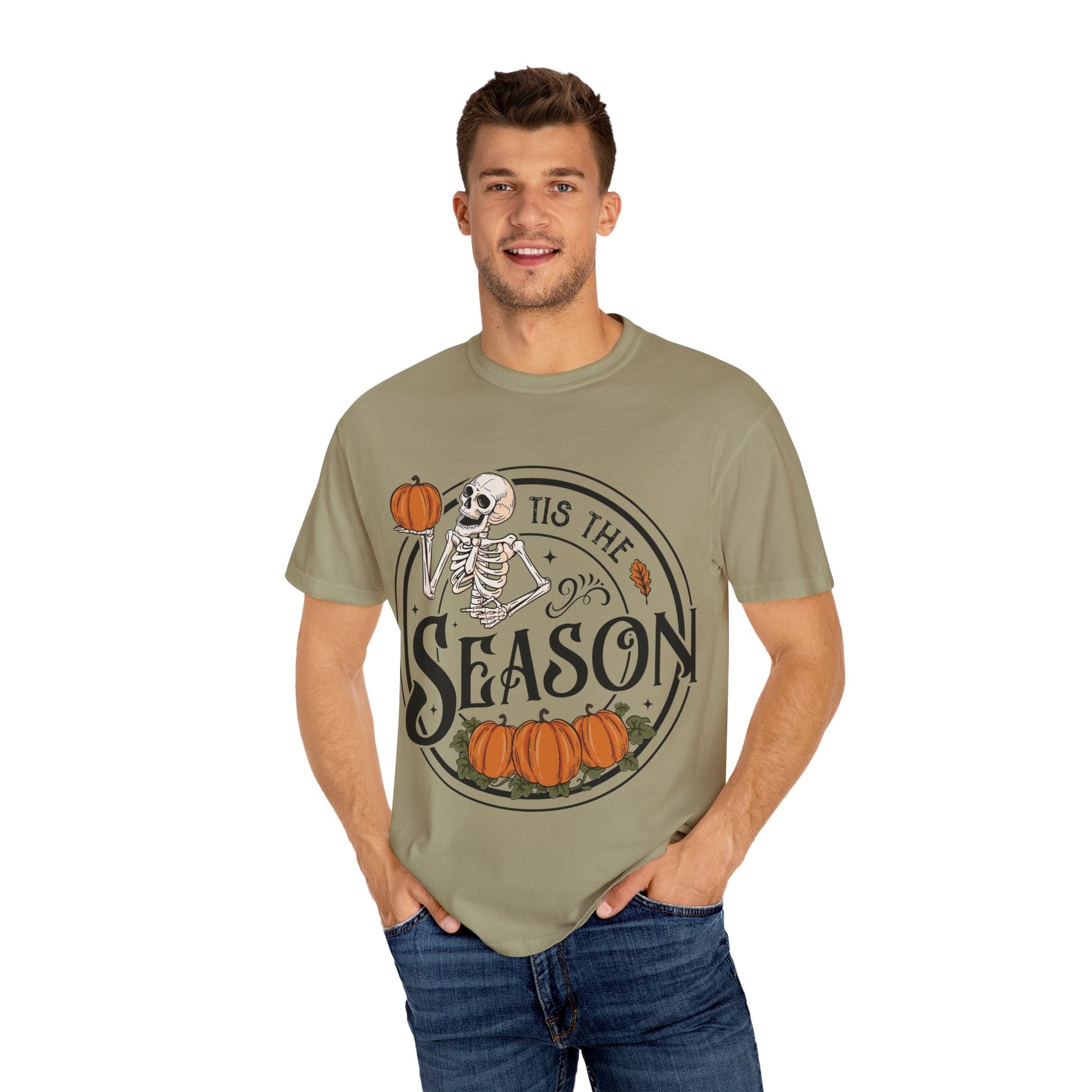 Halloween Skeleton T-Shirt, Unisex Fall Shirt, Spooky Season Tee, Pumpkins Shirt, Timeless Autumn Style - MaisonThreadory