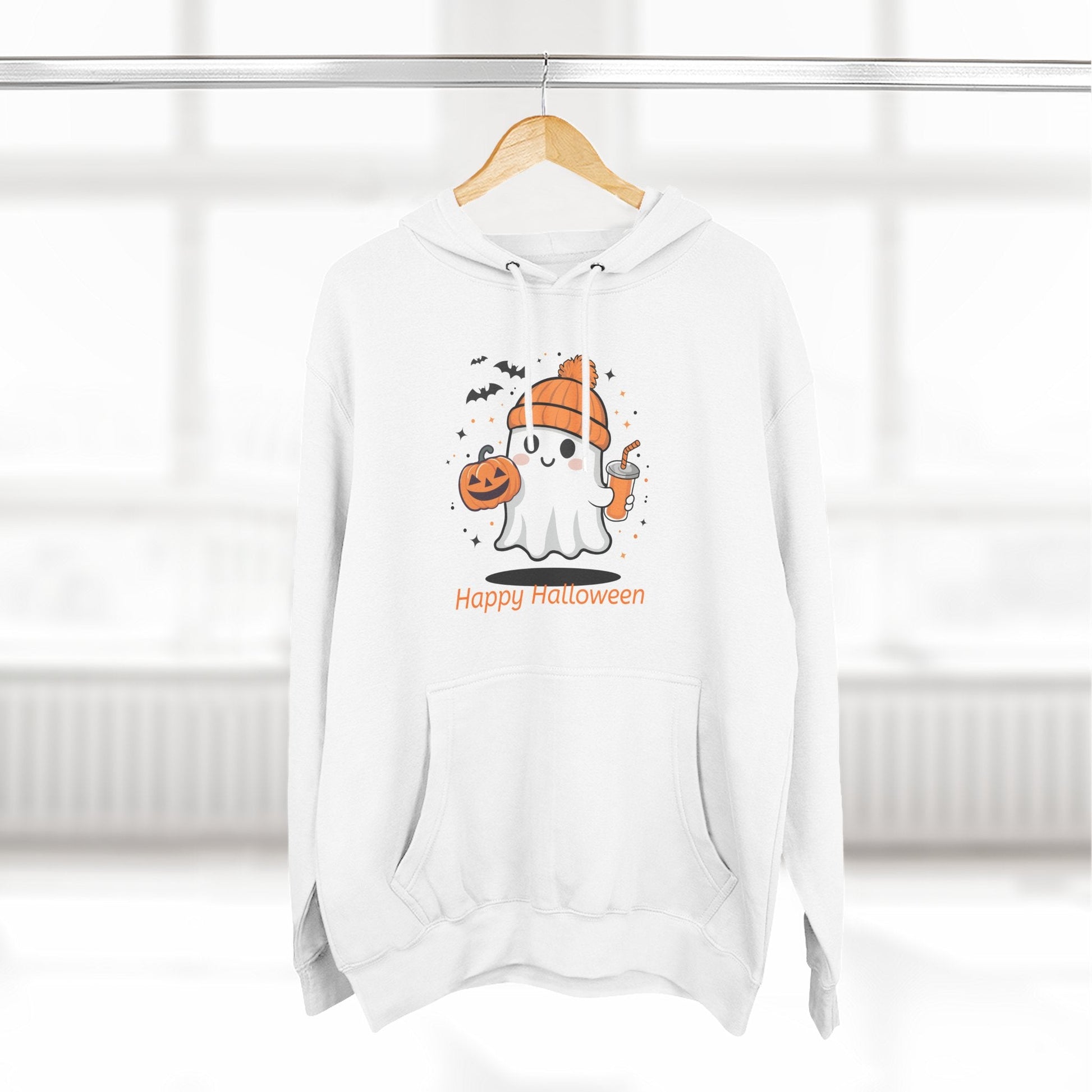 Halloween Ghost Hoodie, Cozy Fleece Sweatshirt for Fall, Unisex Autumn Apparel, Perfect for Halloween Parties, Casual Streetwear - MaisonThreadory