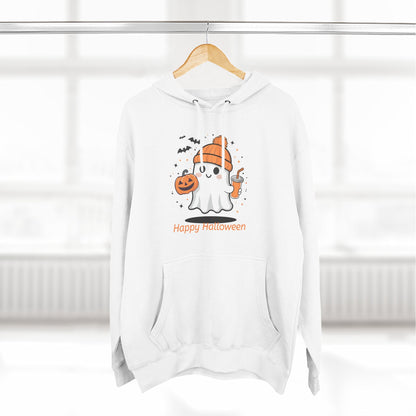 Halloween Ghost Hoodie, Cozy Fleece Sweatshirt for Fall, Unisex Autumn Apparel, Perfect for Halloween Parties, Casual Streetwear - MaisonThreadory