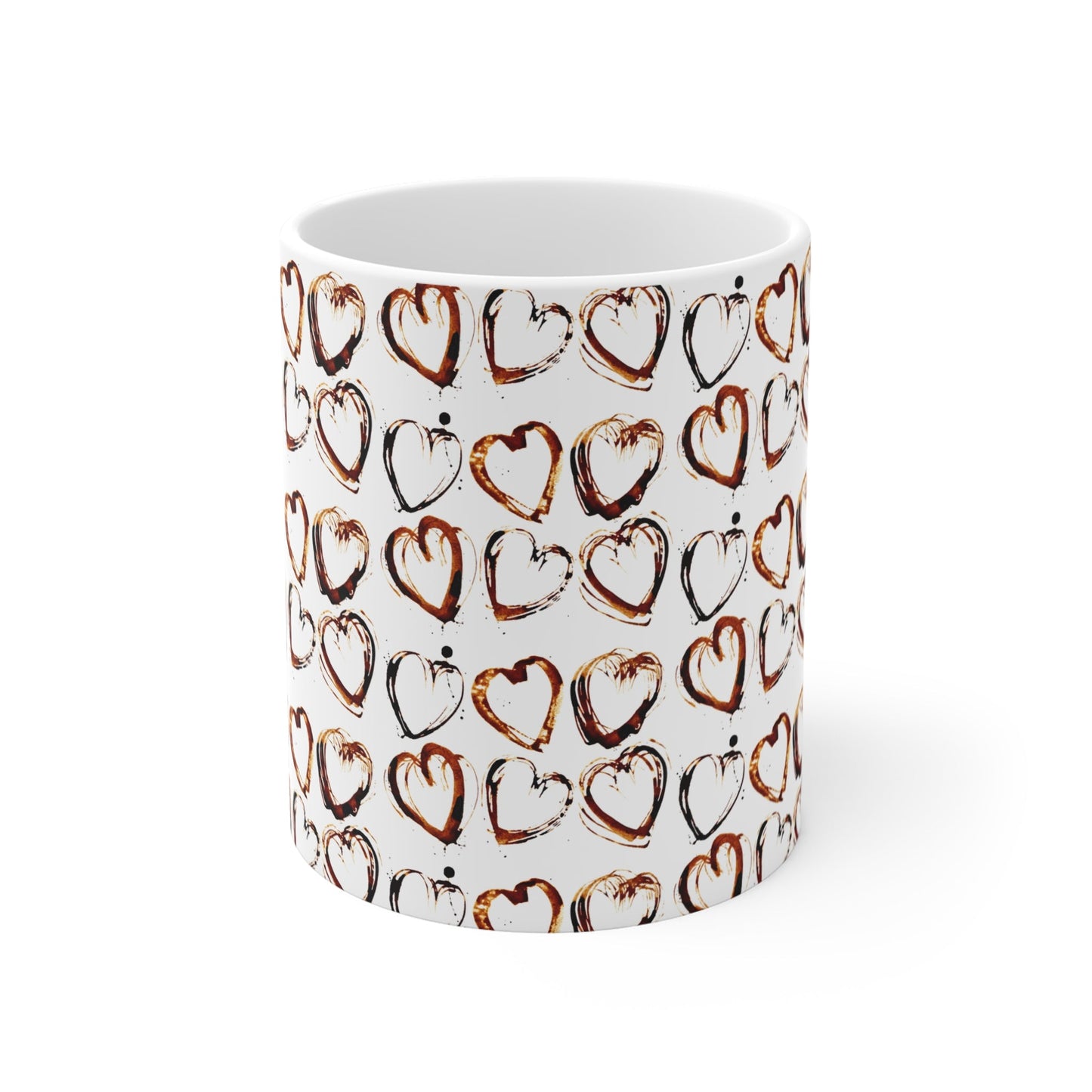 Heart Pattern 11oz Mug | Cute Coffee Cup, Gift for Her, Valentine's Day, Romantic Drinkware, Love - Themed Mug - MaisonThreadory